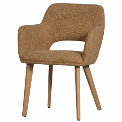 Woood Murat eetkamerstoel geel met houten poot naturel Best