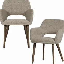 Woood Murat eetkamerstoel naturel met houten poot donkerbruin Outlet