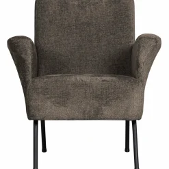 Woood Muse fauteuil grof geweven stof grijs/bruin Discount