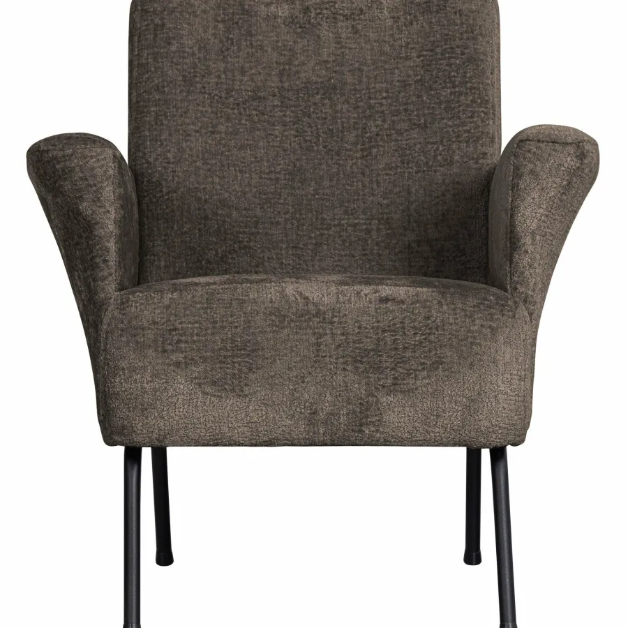 Woood Muse fauteuil grof geweven stof grijs/bruin Discount