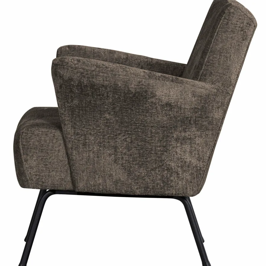 Woood Muse fauteuil grof geweven stof grijs/bruin Discount