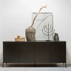 Woood New Gravure Dressoir 200 Cm Grenen Zwart [fsc] Sale
