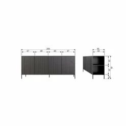 Woood New gravure dressoir 200 cm grenen dust [fsc] Hot