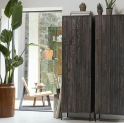 Woood New Gravure Hoge Kast Met Lade Essen Espresso [fsc] Online