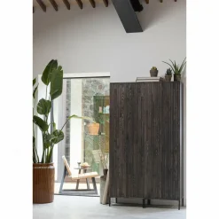 Woood New Gravure Hoge Kast Met Lade Essen Espresso [fsc] Online