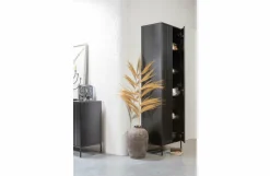 Woood New Gravure Hoge Kast Met Lade Grenen Zwart [fsc] Hot