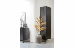 Woood New Gravure Hoge Kast Met Lade Grenen Zwart [fsc] Hot