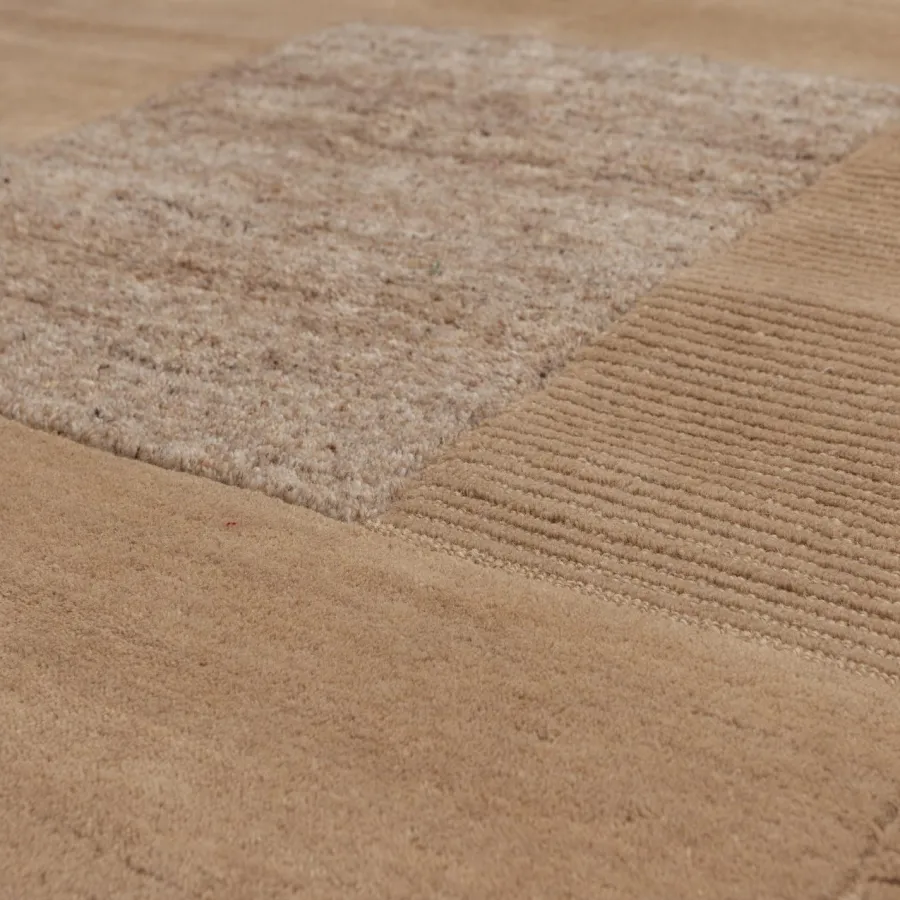Woood Noven handgeweven vloerkleed wol/katoen zand 170x240cm Best