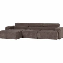 Woood Novi chaise longue bank links ribstof grijsbruin Online