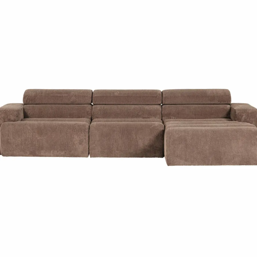 Woood Novi chaise longue bank rechts ribstof taupe Hot
