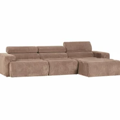 Woood Novi chaise longue bank rechts ribstof taupe Hot