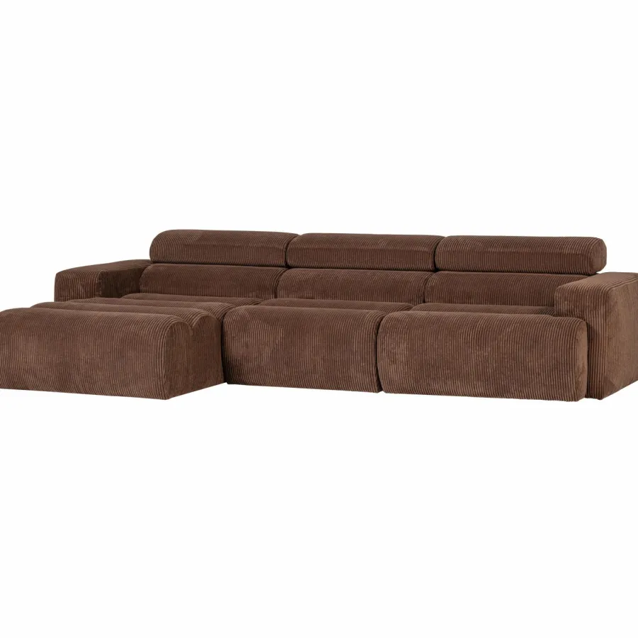 Woood Novi chaise longue bank links ribstof mokkabruin Online