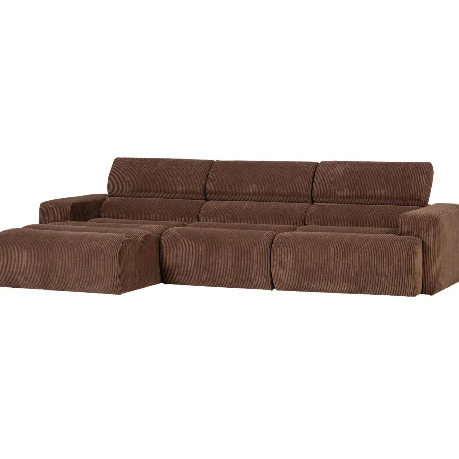 Woood Novi chaise longue bank links ribstof mokkabruin Online