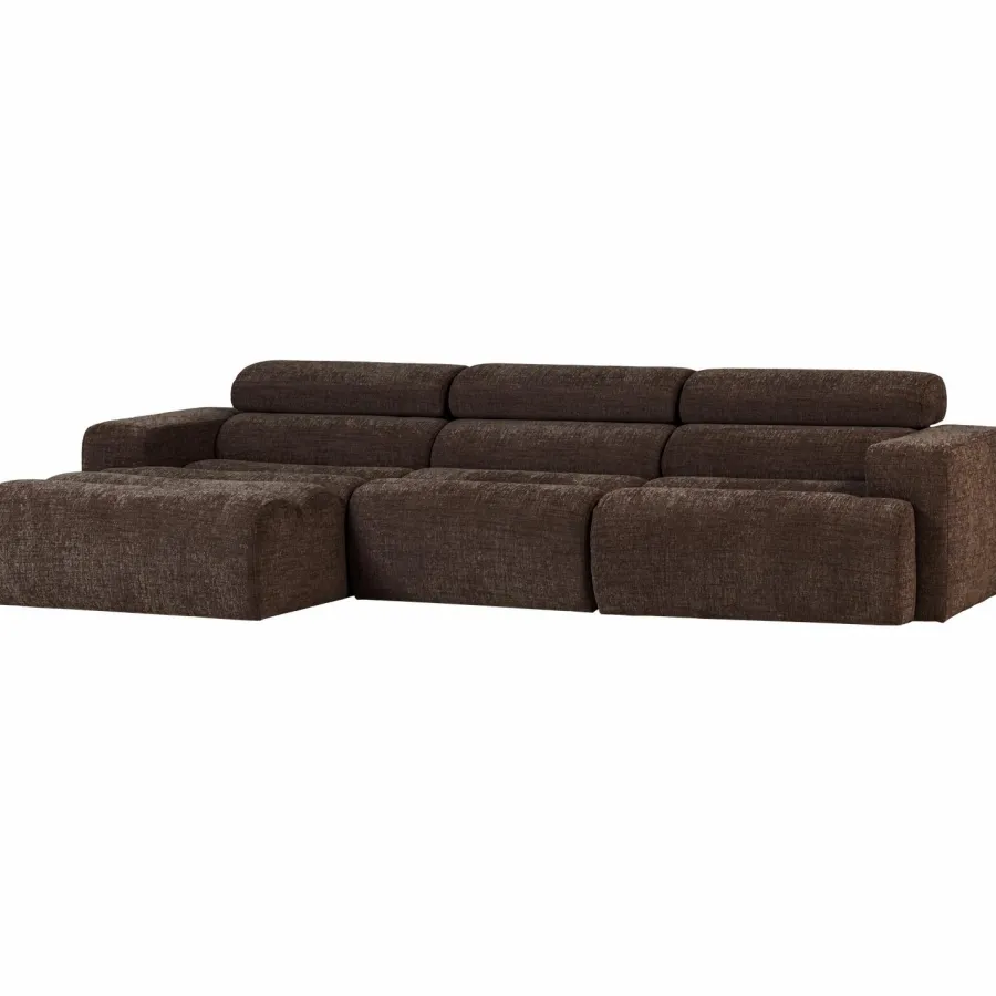 Woood Novi chaise longue bank links donkerbruin melange