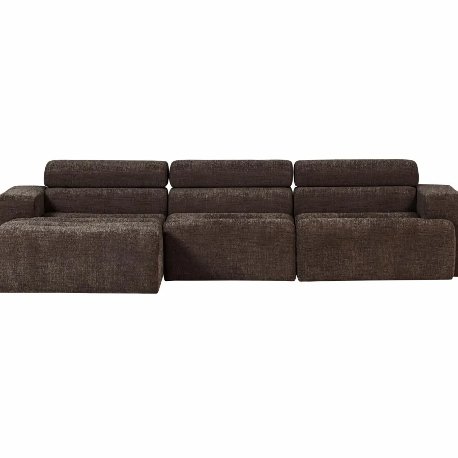 Woood Novi chaise longue bank links donkerbruin melange