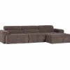 Woood Novi chaise longue bank rechts ribstof grijsbruin Clearance