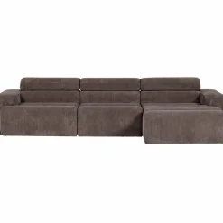 Woood Novi chaise longue bank rechts ribstof grijsbruin Clearance