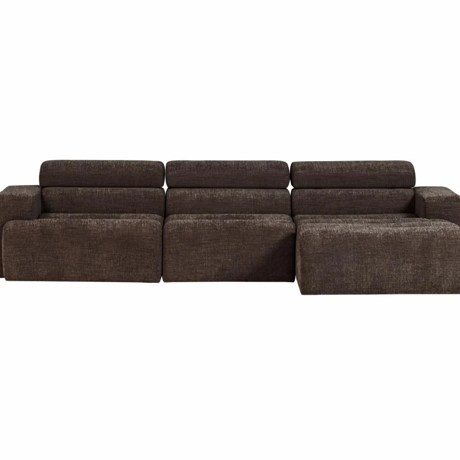 Woood Novi chaise longue bank rechts donkerbruin melange Clearance