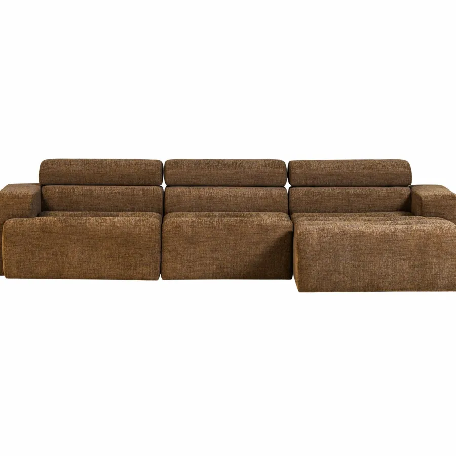 Woood Novi chaise longue bank rechts karamelbruin melange Best