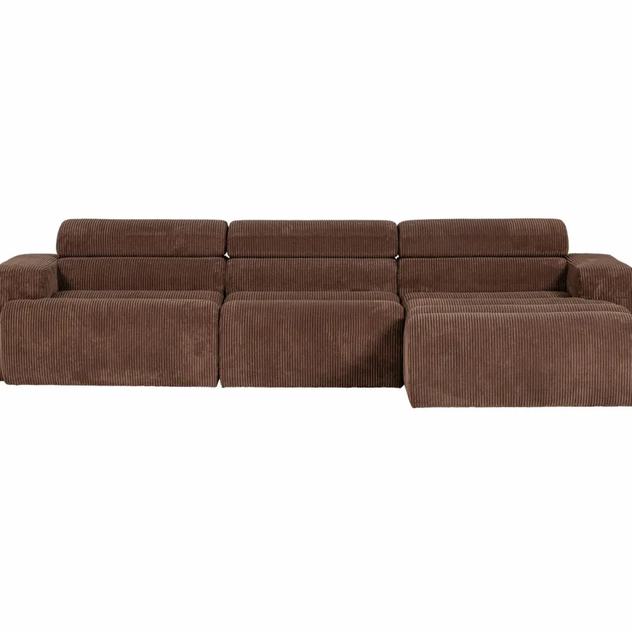 Woood Novi chaise longue bank rechts ribstof mokkabruin Best