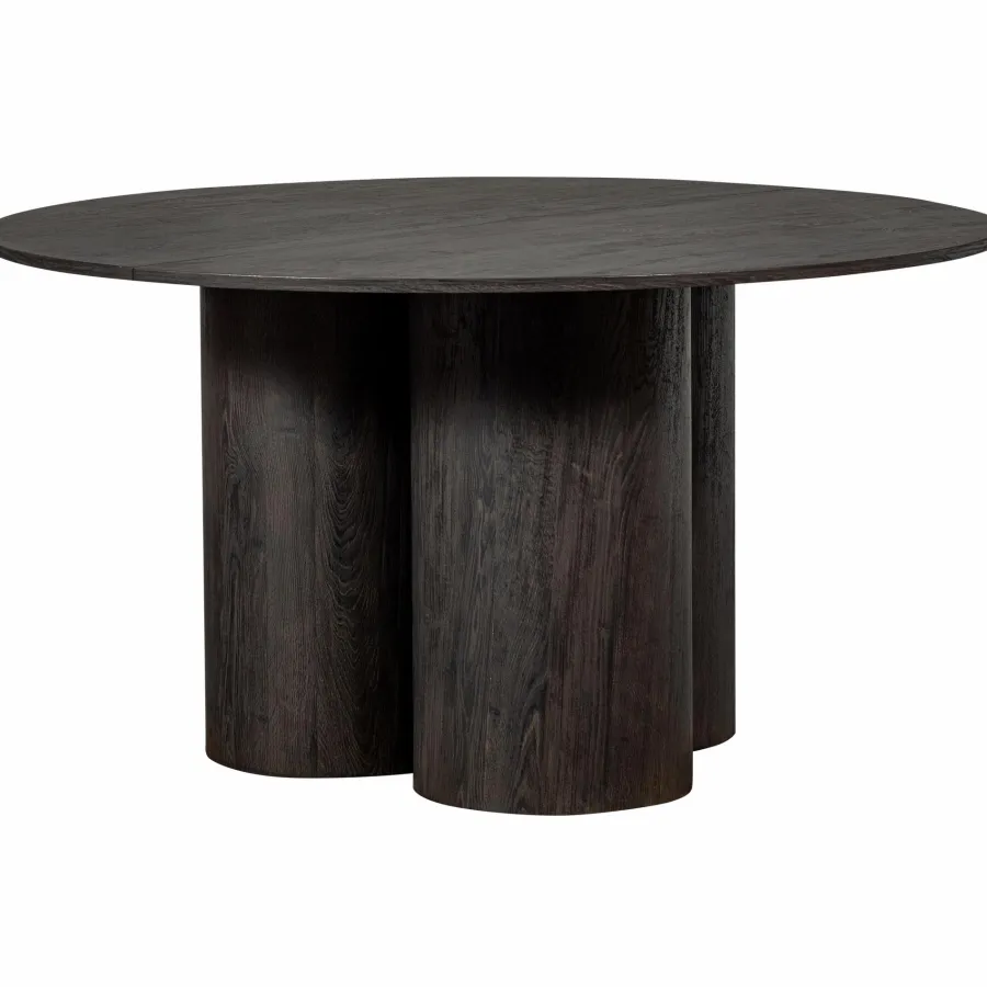 Woood Oona eettafel rond met 3-poot mdf donkerbruin ø140cm Best