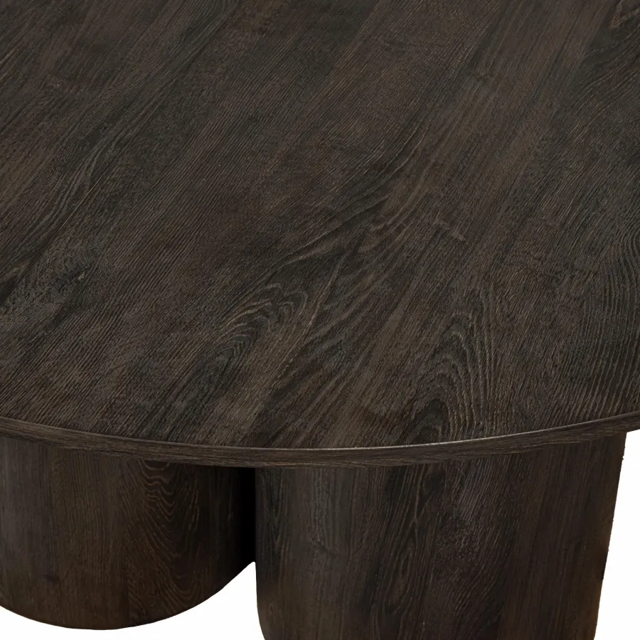 Woood Oona eettafel rond met 3-poot mdf donkerbruin ø140cm Best