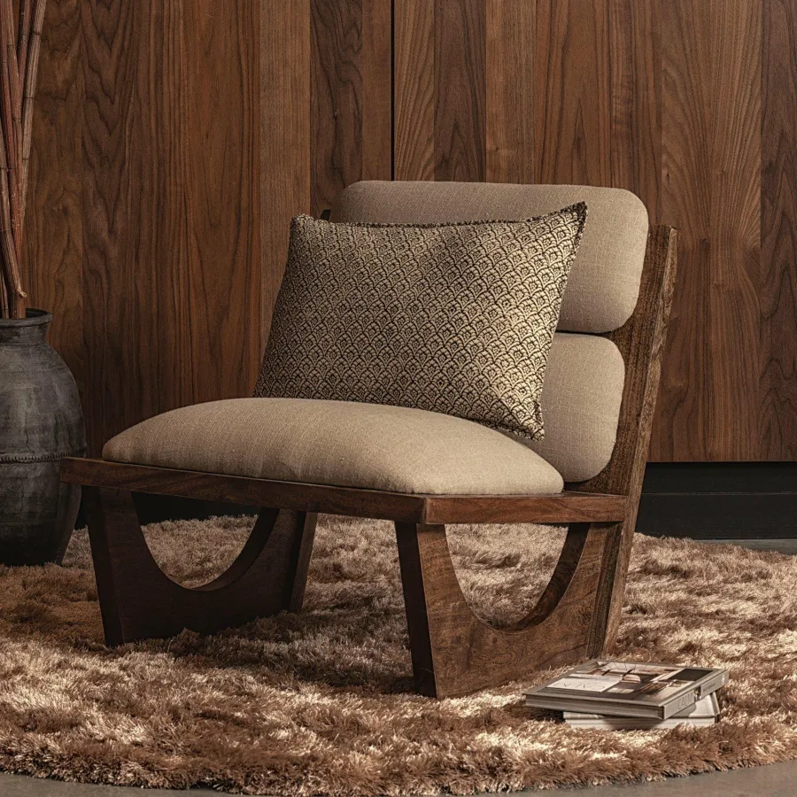 Woood Opulent fauteuil bouclé/hout naturel Outlet