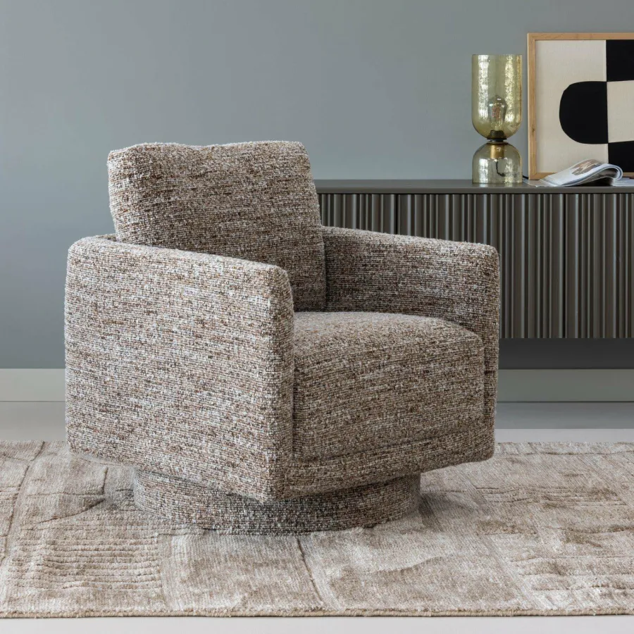 Woood Oska Draaifauteuil Bruin Melange