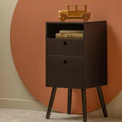 Woood Ozzy nachtkastje hoog hout zwart Discount