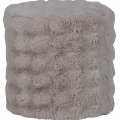 Woood Poef Olven hoog fluffy stof naturel New
