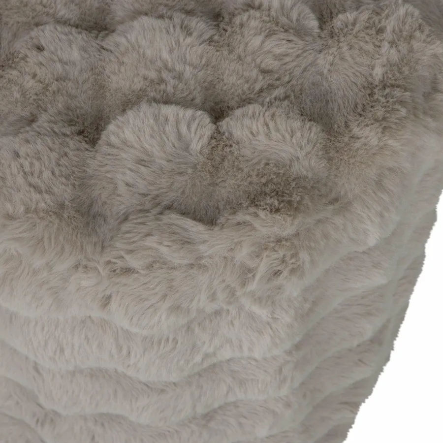 Woood Poef Olven hoog fluffy stof naturel New