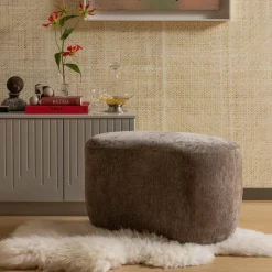 Woood Popular organische poef taupe New
