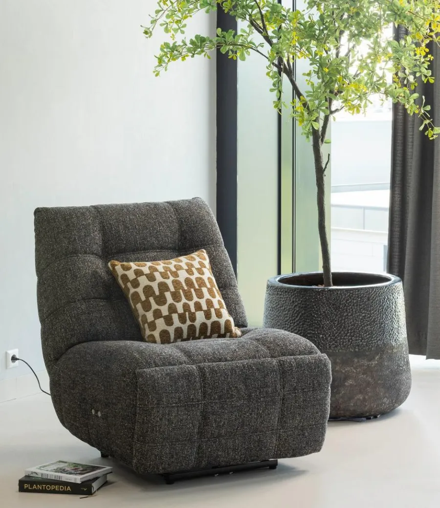 Woood Relaxfauteuil Hein melange antraciet/bruin Discount