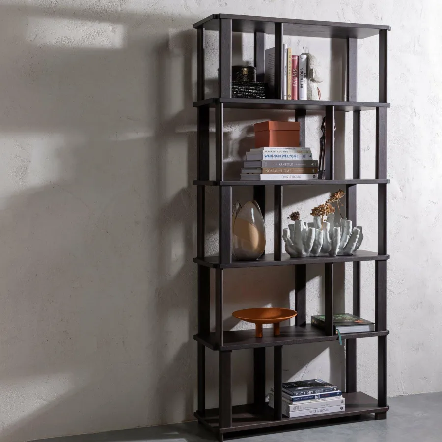Woood Riss boekenkast eikenhout mystic brown 186x90cm Hot