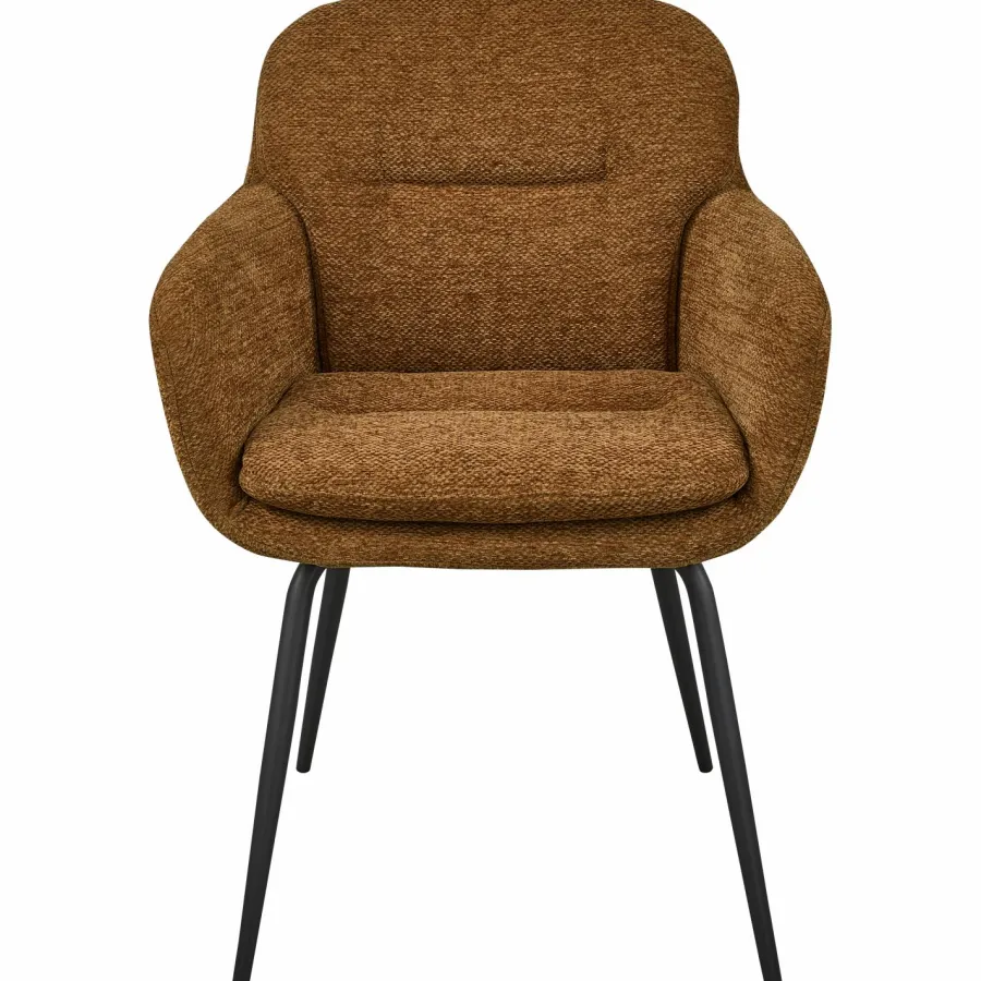 Woood RUNA eetkamerstoel chenille caramel bruin/geel Discount