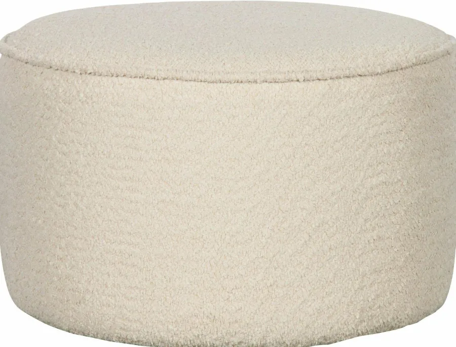 Woood Sara Poef Laag Bouclé Crème 36 x Ø60 Outlet