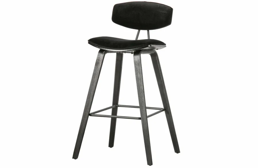 Woood Senn Barstoel Fluweel Zwart Outlet