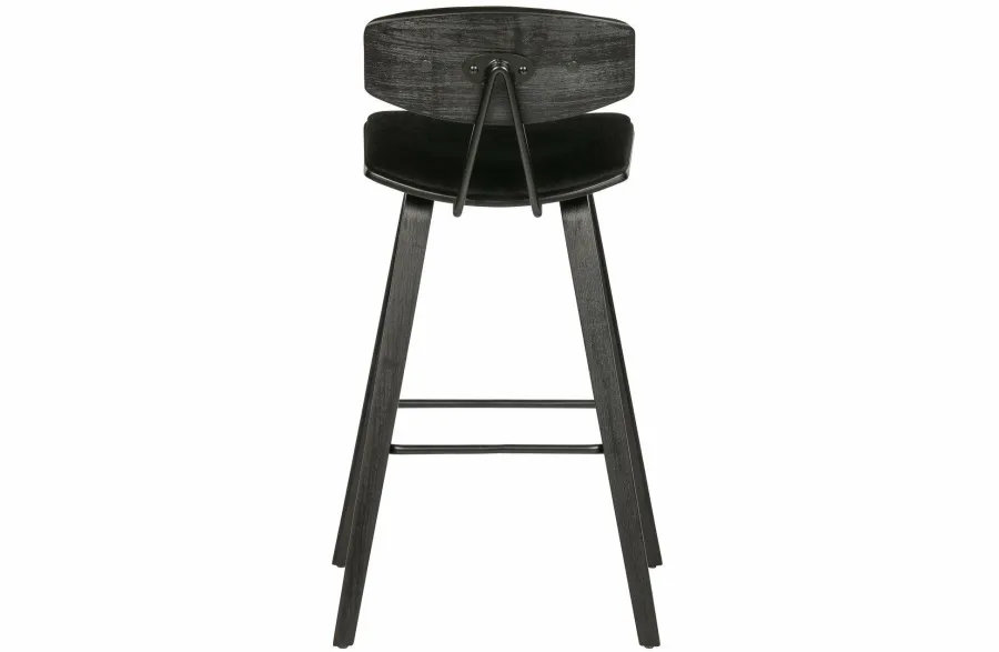 Woood Senn Barstoel Fluweel Zwart Outlet