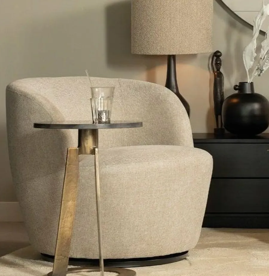 Woood Serra Draaifauteuil Geweven Stof Zand Outlet