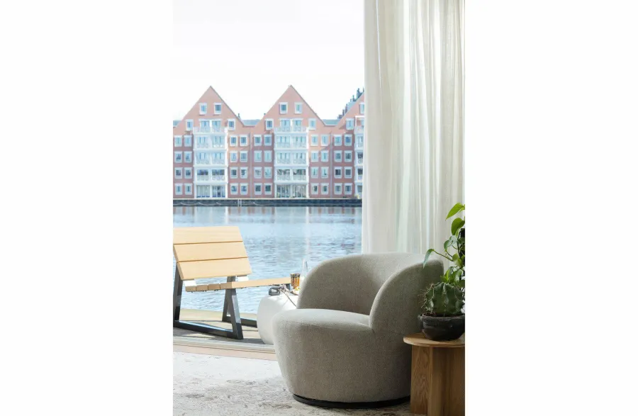 Woood Serra Draaifauteuil Geweven Stof Zand Outlet