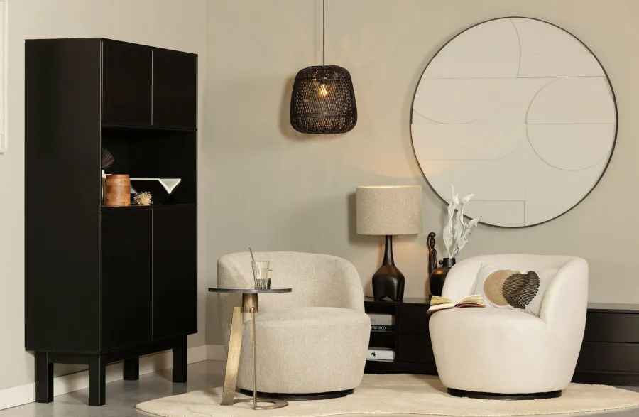 Woood Serra Draaifauteuil Geweven Stof Off White