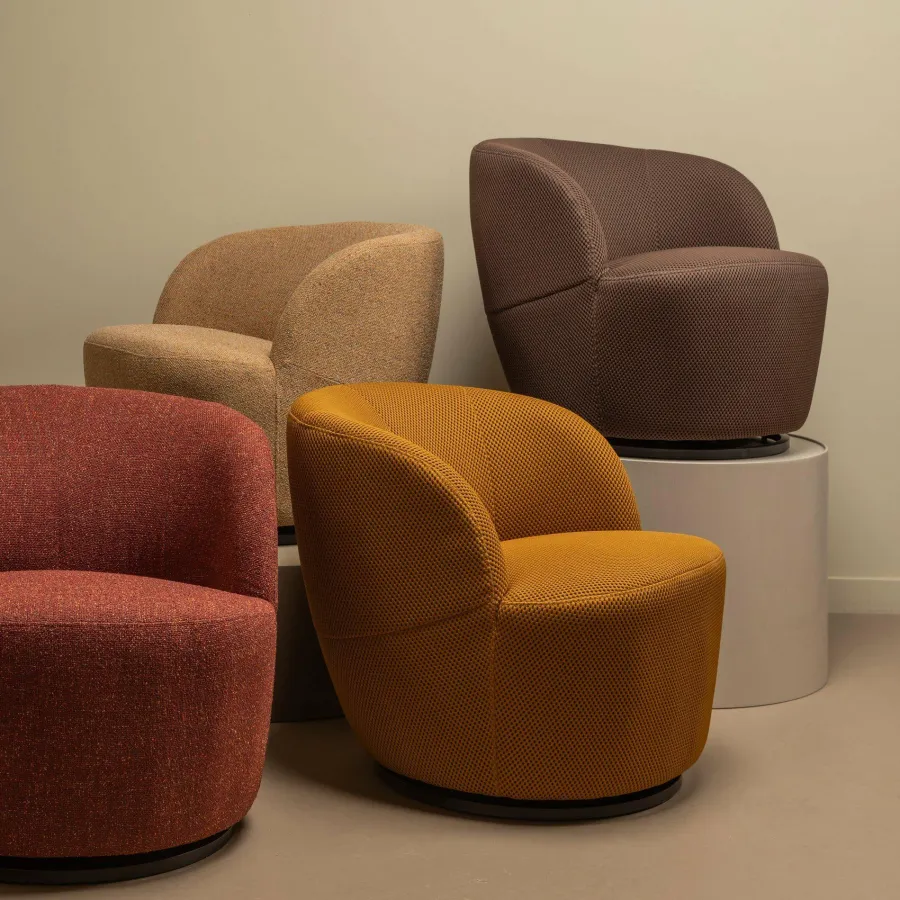 Woood Serra draaifauteuil melange stof curry Outlet