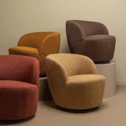 Woood Serra draaifauteuil melange stof curry Outlet