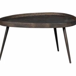 Woood Set van 2 - crude bijzettafels antique bronze Best