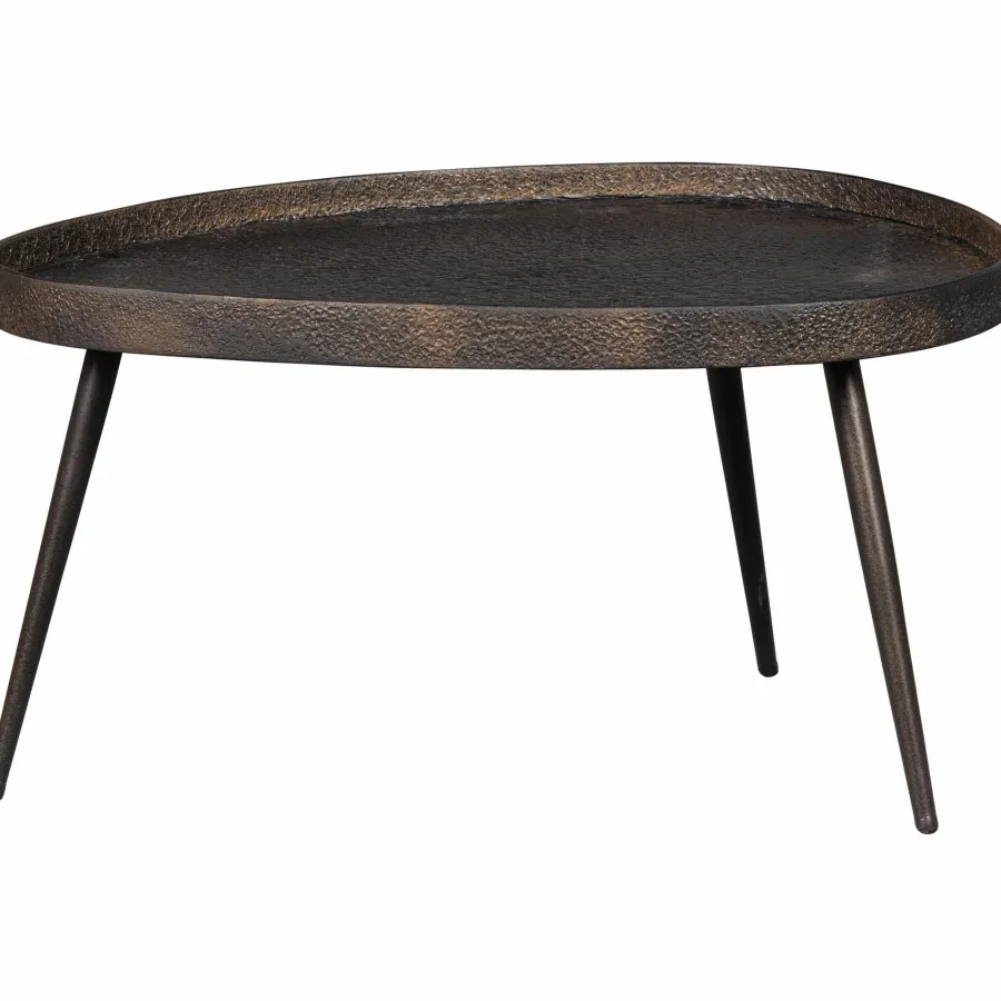 Woood Set van 2 - crude bijzettafels antique bronze Best