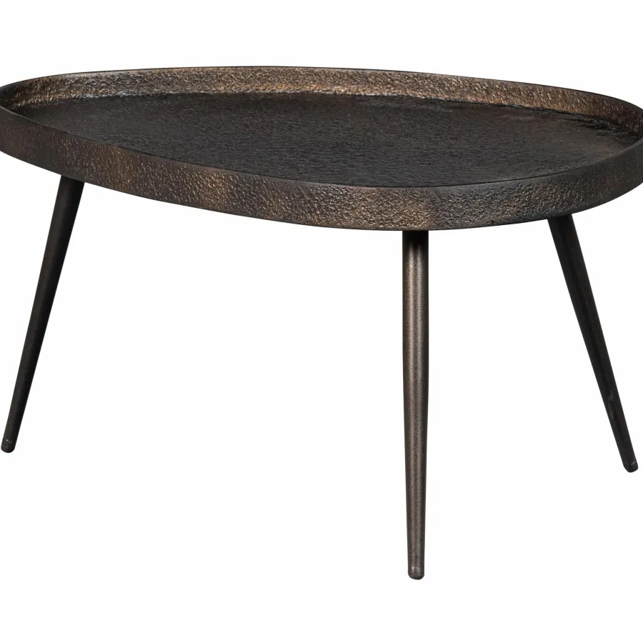 Woood Set van 2 - crude bijzettafels antique bronze Best