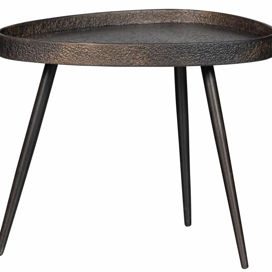 Woood Set van 2 - crude bijzettafels antique bronze Best