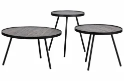 Woood Set van 3 - Lize Bijzettafels Hout/metaal Discount