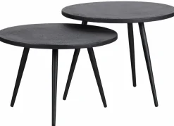 Woood Set van 2 - Suze Bijzettafels Hout/metaal Zwart Best