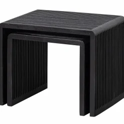 Woood Set van 2 - willa bijzettafels recycled teak zwart New